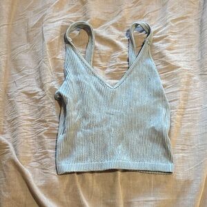 Light Gray Ribbed Knit Tank Top